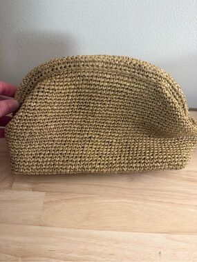 J. Crew Tan Woven Straw Clutch